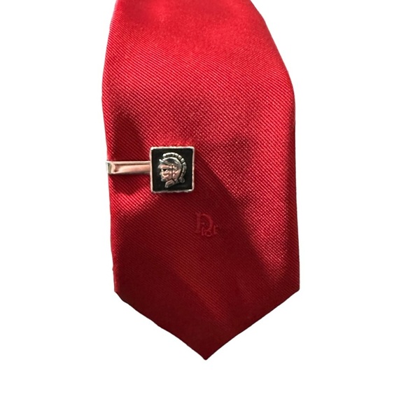 Vtg 2 Tone Silver & Black Enamel Square Silver 3-D  Spartan in Ornate Helm 1.25” - Picture 1 of 7